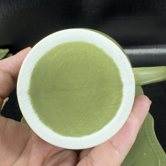 Pierre Deux Teacup And Saucer Set Ceramic Made In Portugal Cup Plate Set Green - Picture 5 of 16